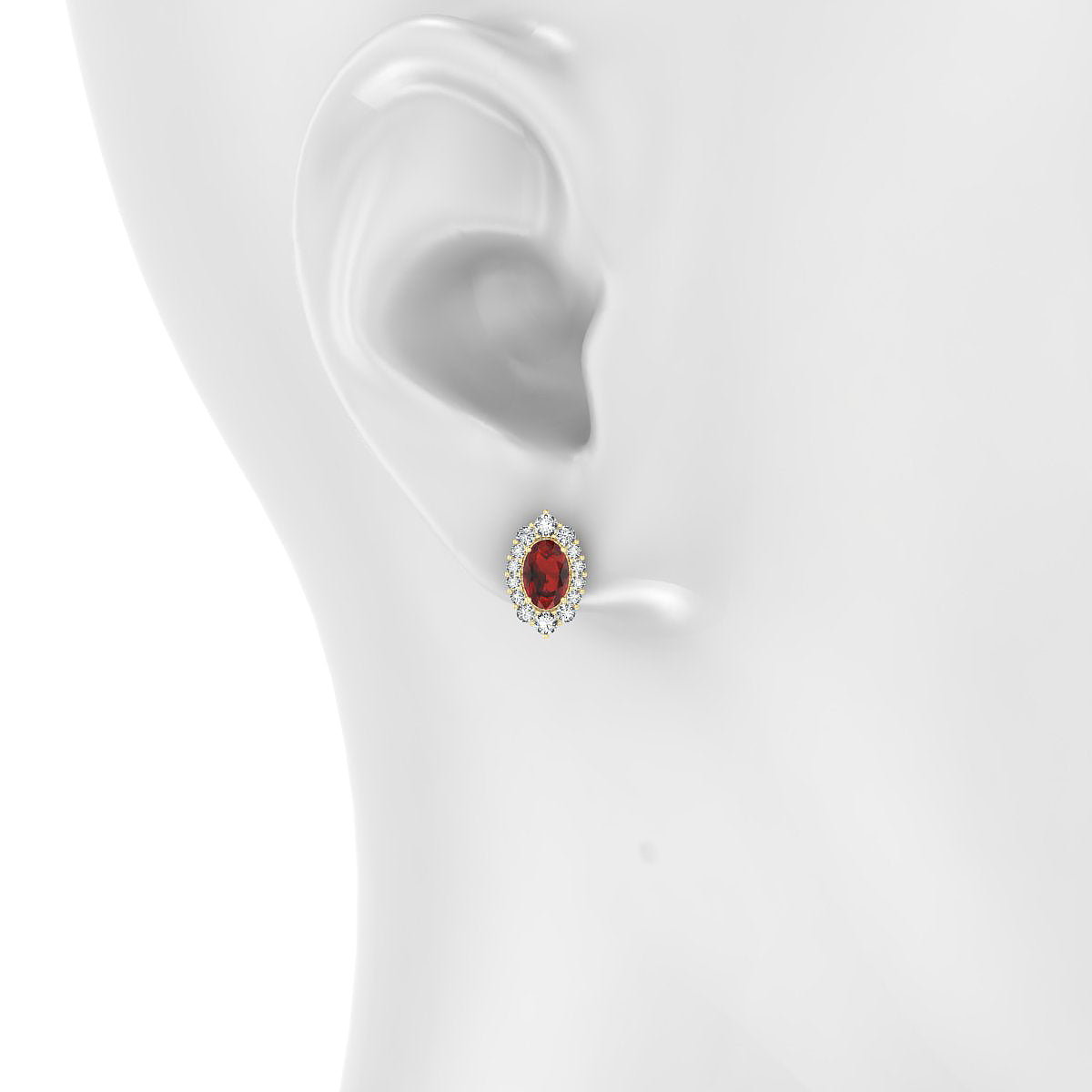 Romance | 18k Yellow Gold 6 x 4 mm Oval Garnet Earrings
