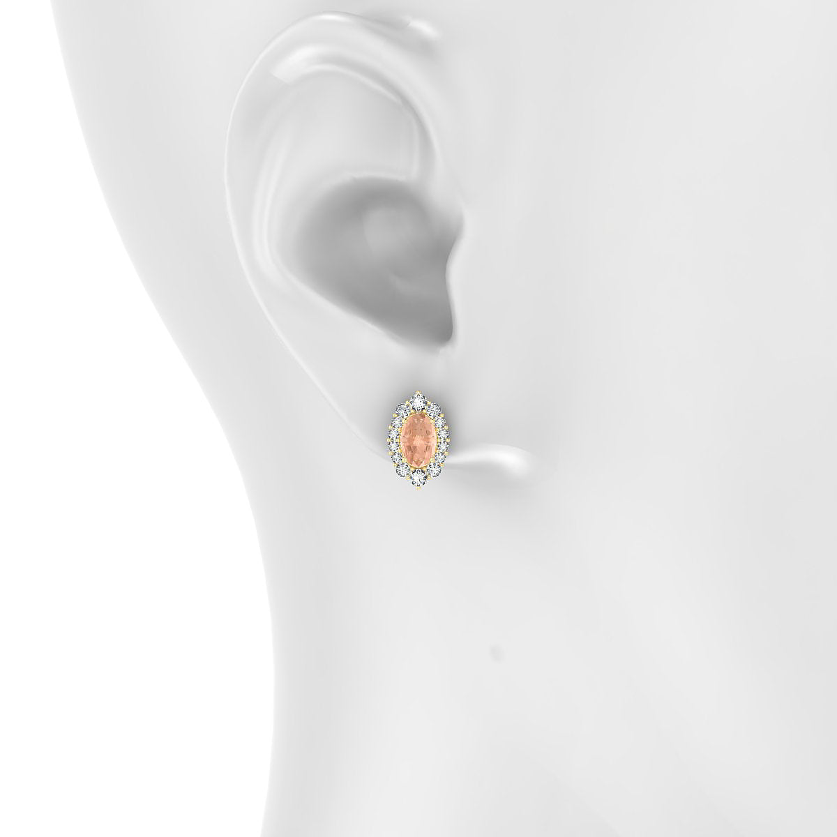 Romance | 18k Yellow Gold 6 x 4 mm Oval Morganite Earrings