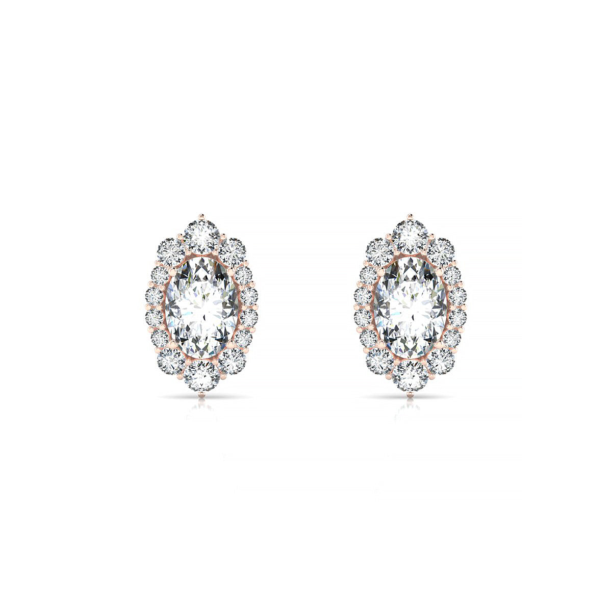 Romance | 18k Rose Gold 7 x 5 mm Oval Diamond Earrings