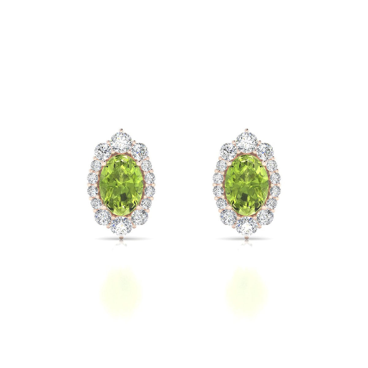 Romance | 18k Rose Gold 7 x 5 mm Oval Peridot Earrings
