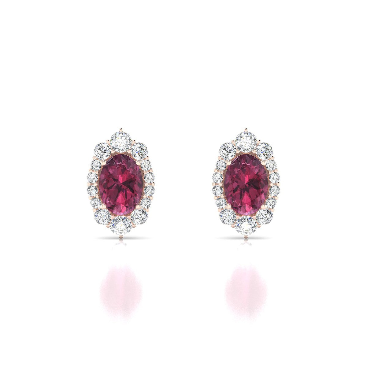 Romance | 18k Rose Gold 7 x 5 mm Oval Rhodolite Earrings