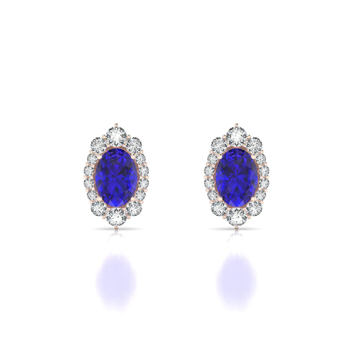 Romance | 18k Rose Gold 7 x 5 mm Oval Tanzanite Earrings