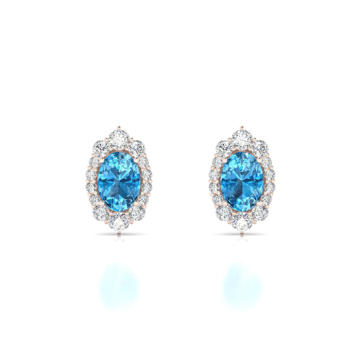 Romance | 18k Rose Gold 7 x 5 mm Oval Topaz Earrings