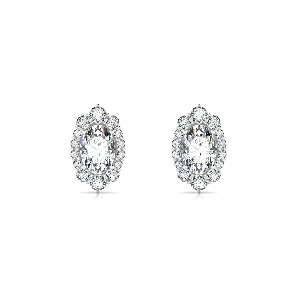 Romance | 18k White Gold 7 x 5 mm Oval Diamond Earrings