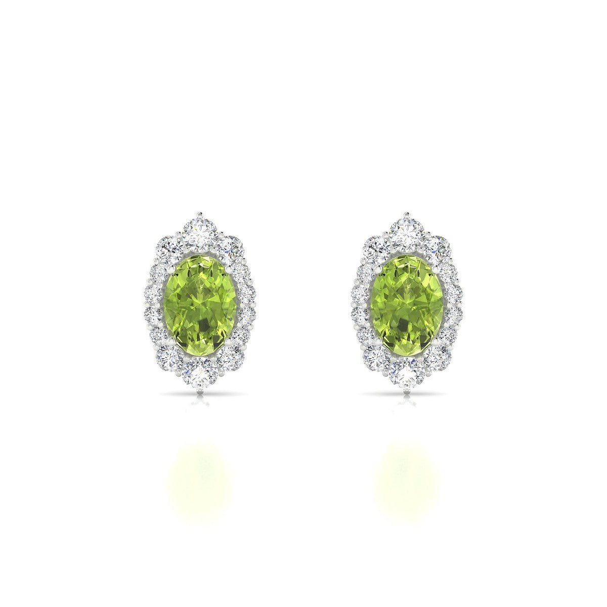 Romance | 18k White Gold 7 x 5 mm Oval Peridot Earrings