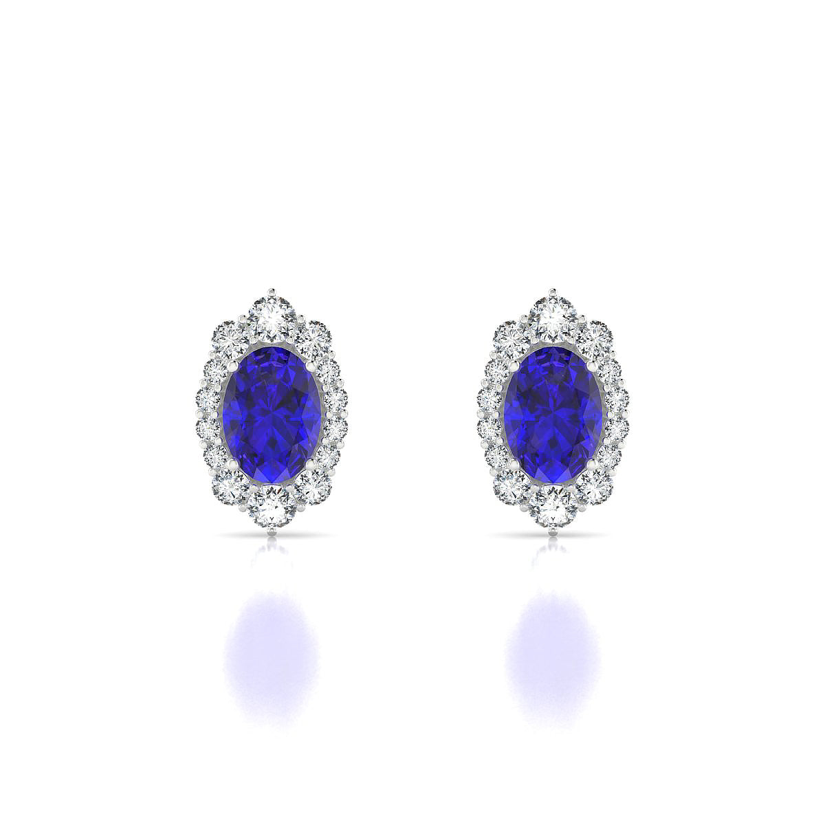 Romance | 18k White Gold 7 x 5 mm Oval Tanzanite Earrings