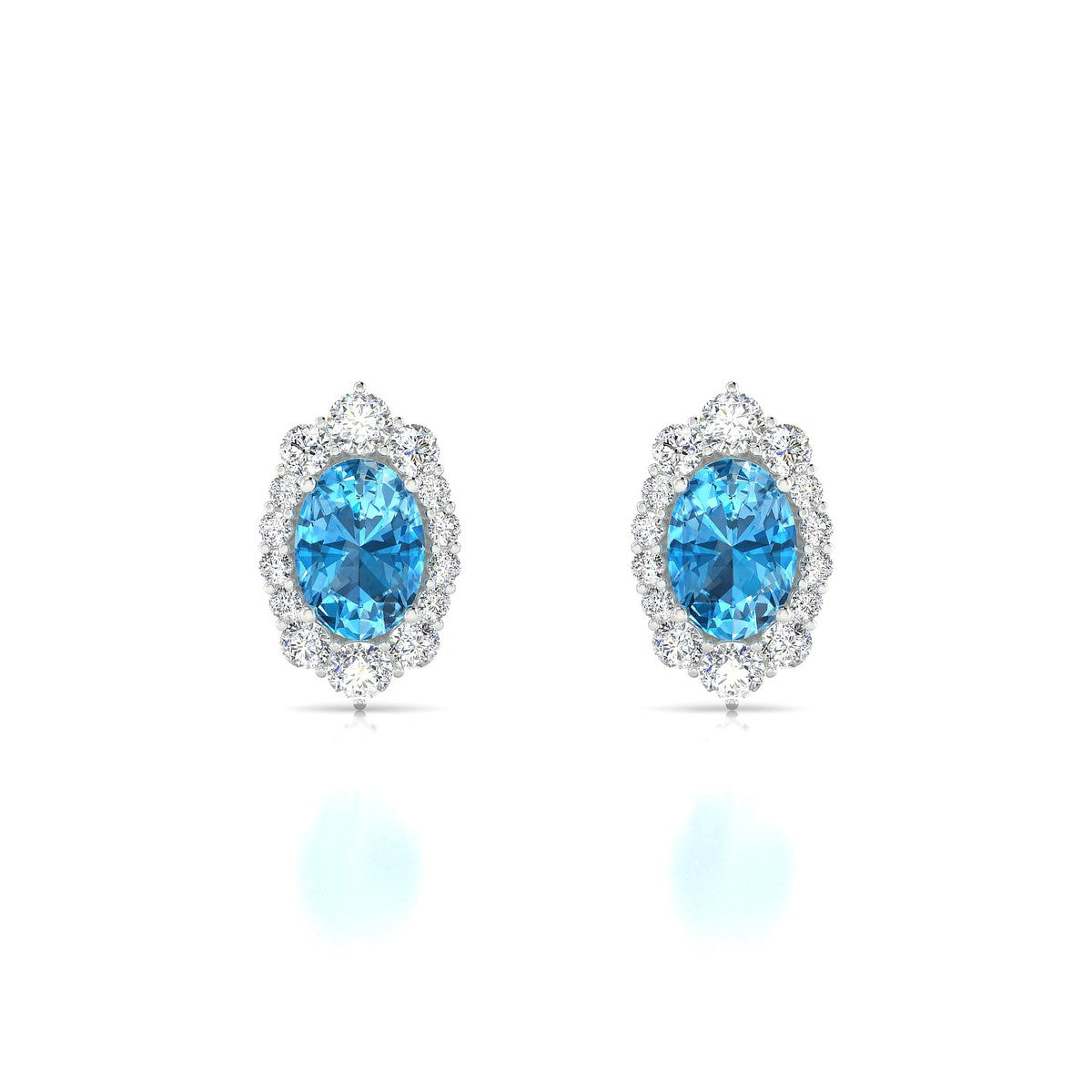 Romance | 18k White Gold 7 x 5 mm Oval Topaz Earrings