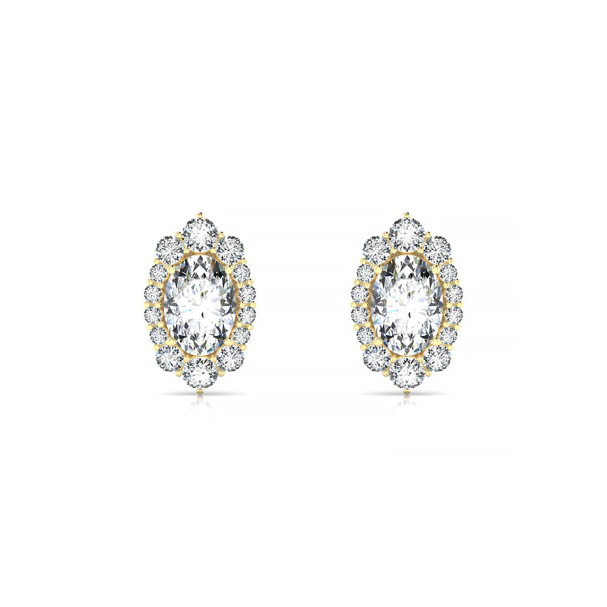 Romance | 18k Yellow Gold 7 x 5 mm Oval Diamond Earrings