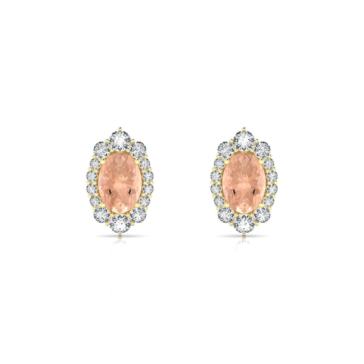 Romance | 18k Yellow Gold 7 x 5 mm Oval Morganite Earrings