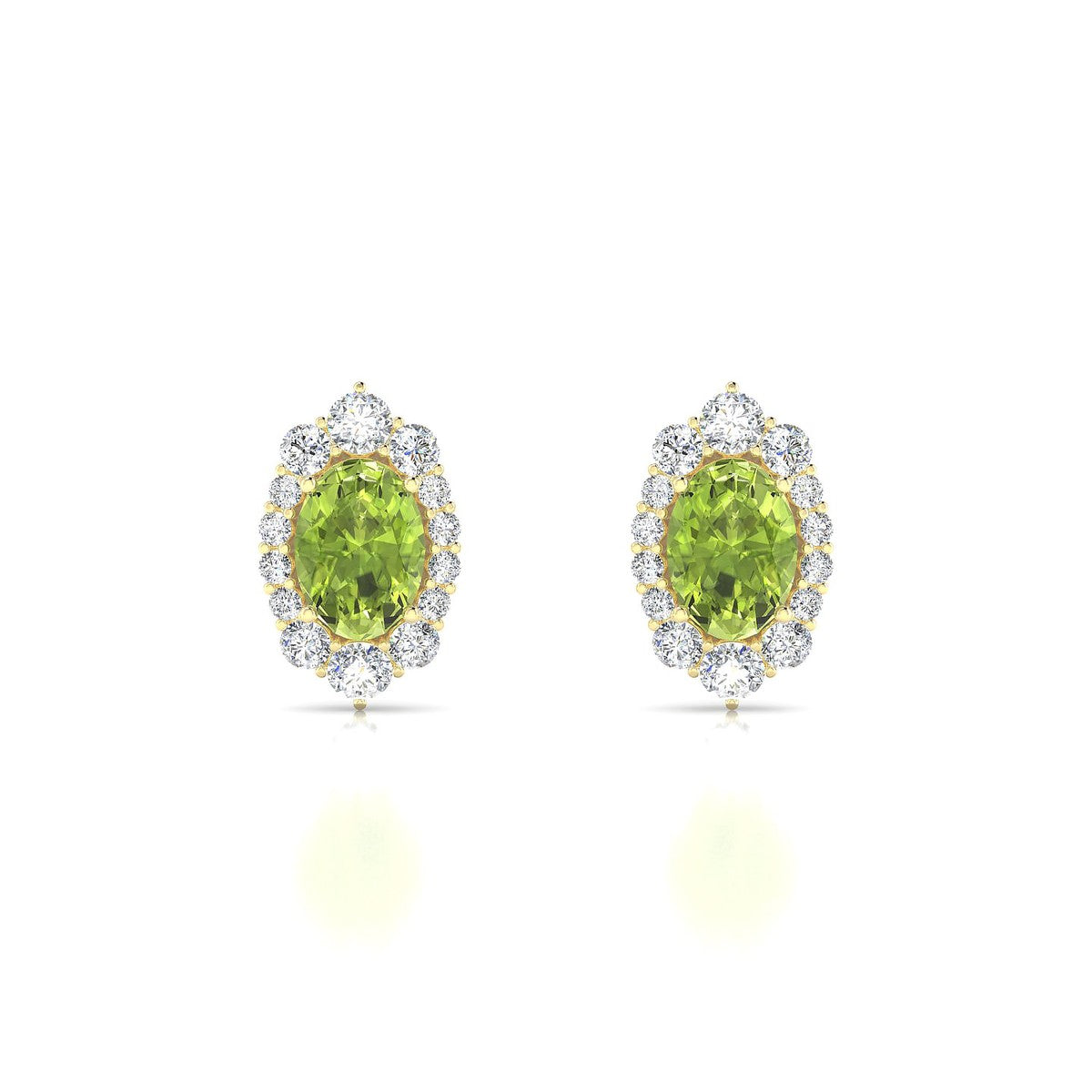 Romance | 18k Yellow Gold 7 x 5 mm Oval Peridot Earrings