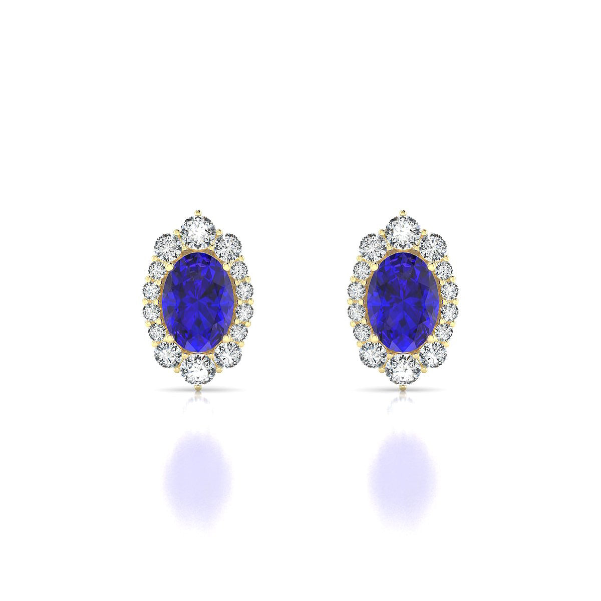 Romance | 18k Yellow Gold 7 x 5 mm Oval Tanzanite Earrings