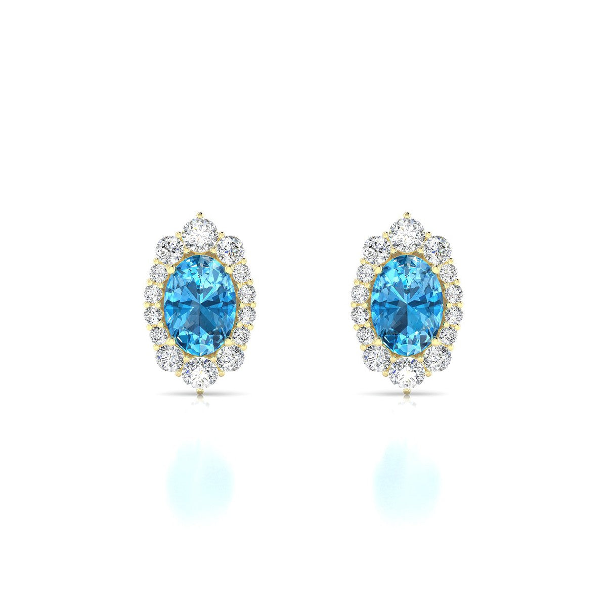 Romance | 18k Yellow Gold 7 x 5 mm Oval Topaz Earrings