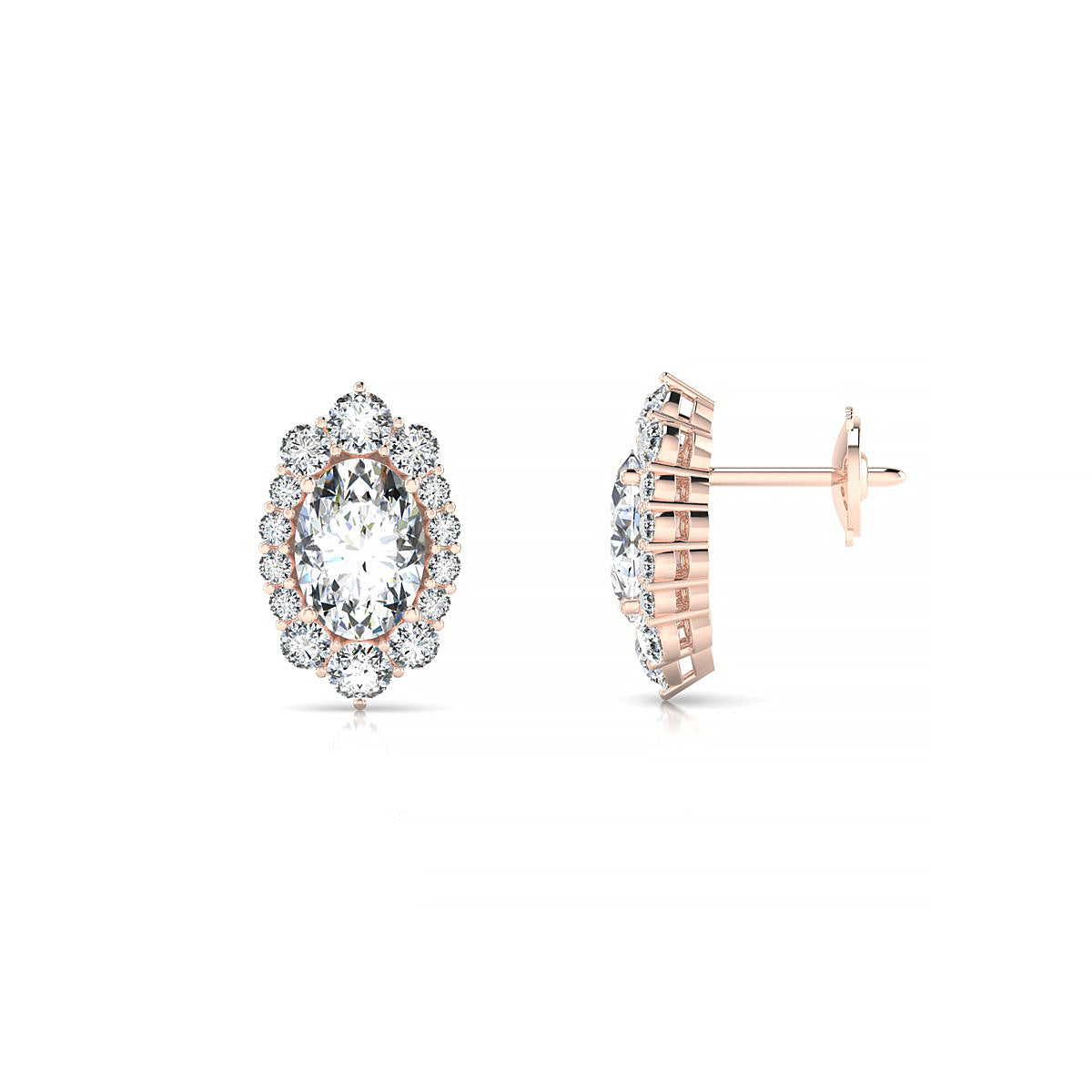 Romance | 18k Rose Gold 7 x 5 mm Oval Diamond Earrings