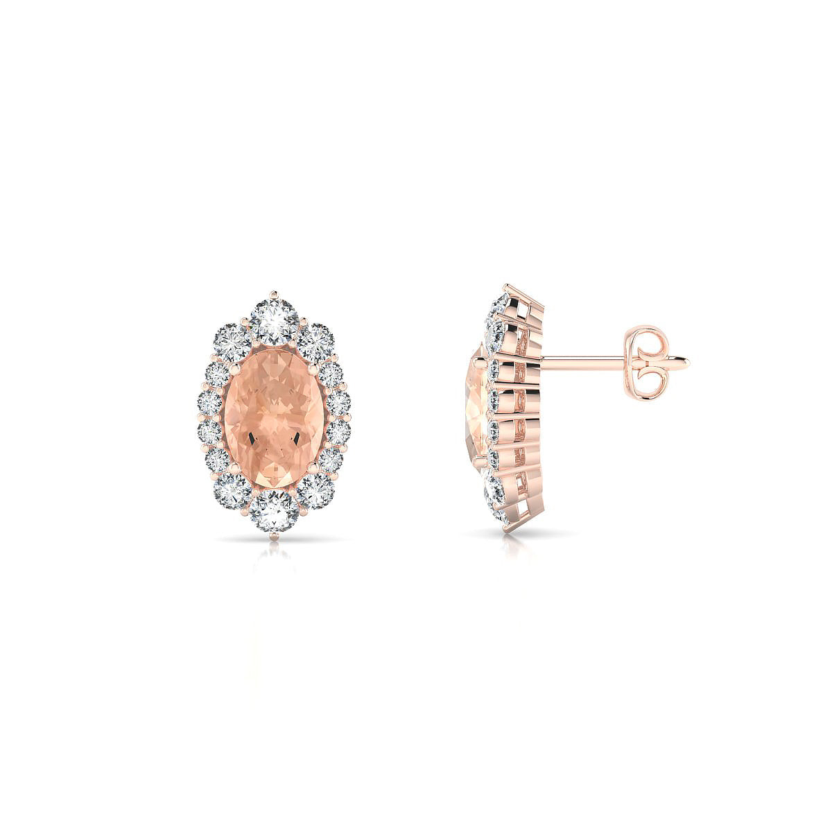 Romance | 18k Rose Gold 7 x 5 mm Oval Morganite Earrings