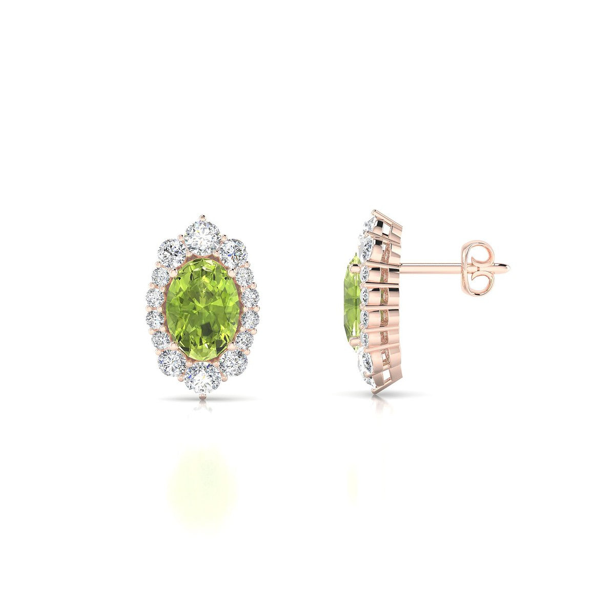 Romance | 18k Rose Gold 7 x 5 mm Oval Peridot Earrings