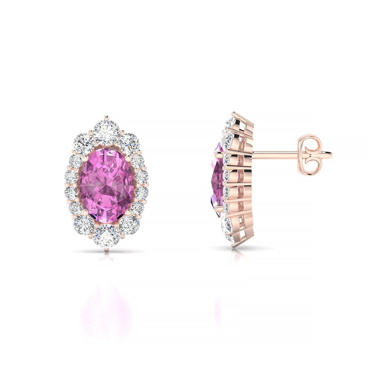 Romance | 18k Rose Gold 7 x 5 mm Oval Pink Sapphire Earrings