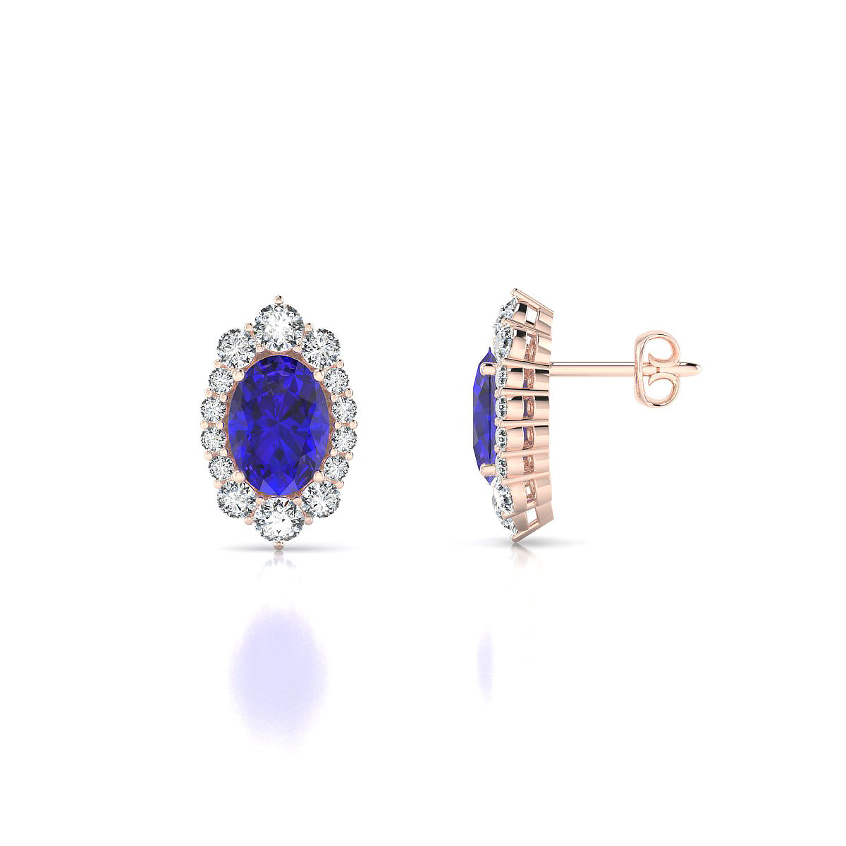 Romance | 18k Rose Gold 7 x 5 mm Oval Tanzanite Earrings