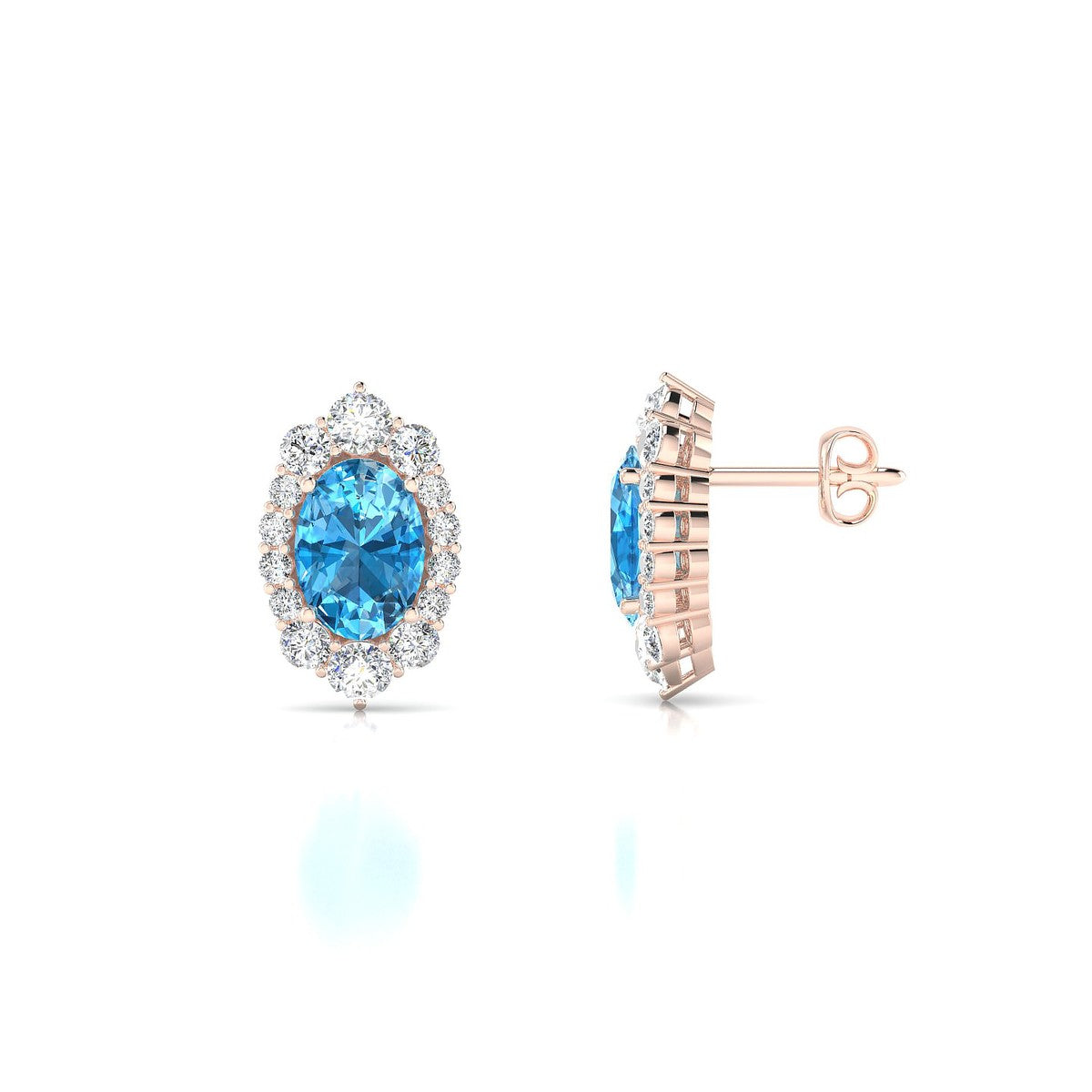 Romance | 18k Rose Gold 7 x 5 mm Oval Topaz Earrings