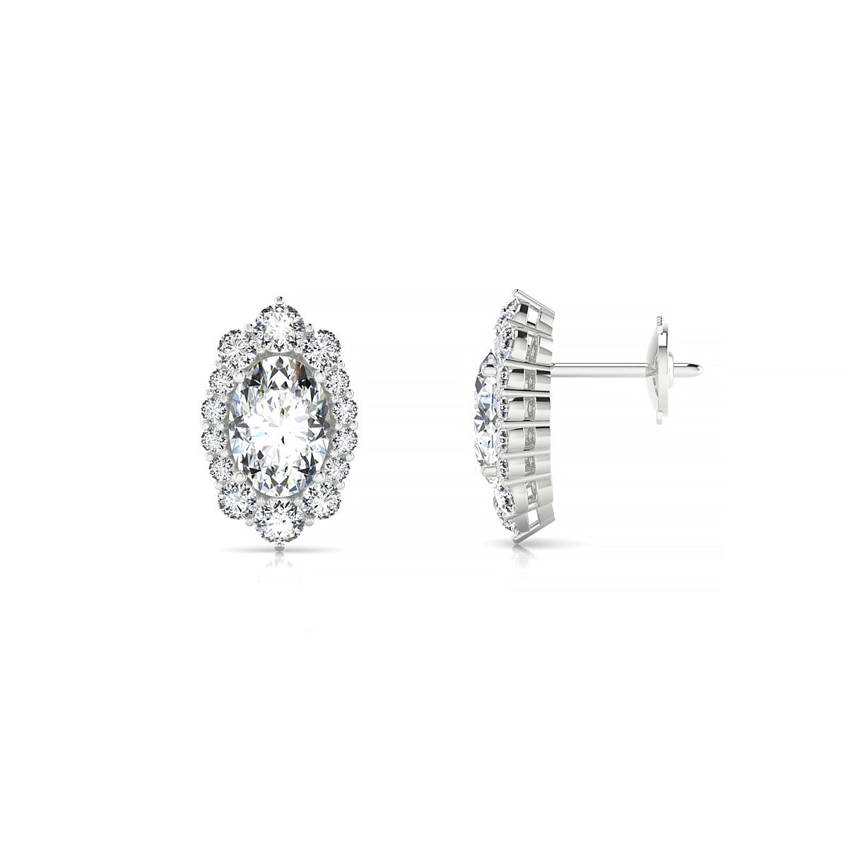 Romance | 18k White Gold 7 x 5 mm Oval Diamond Earrings