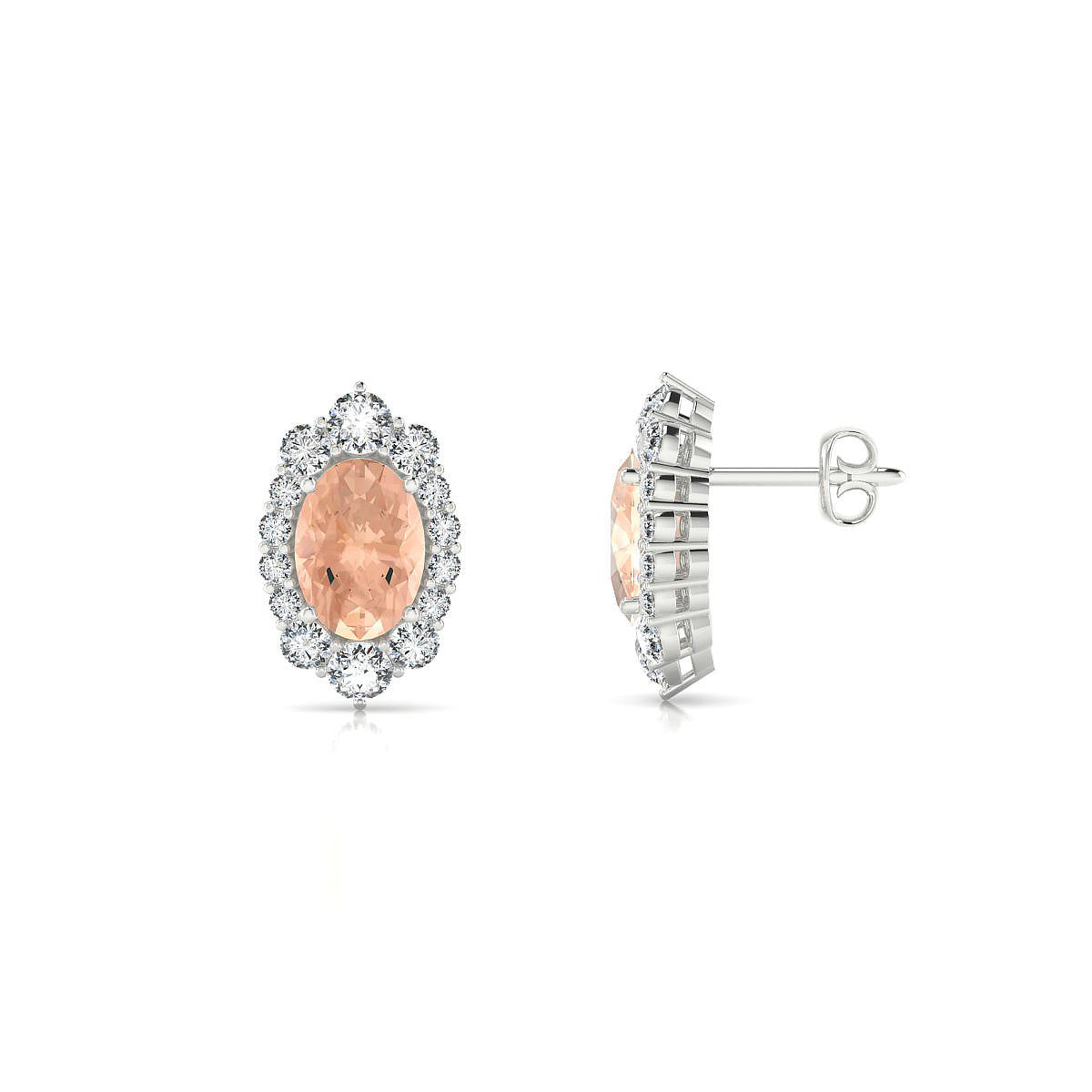 Romance | 18k White Gold 7 x 5 mm Oval Morganite Earrings