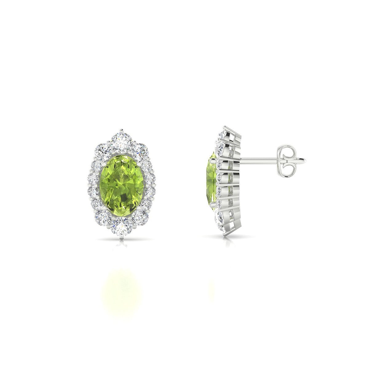 Romance | 18k White Gold 7 x 5 mm Oval Peridot Earrings