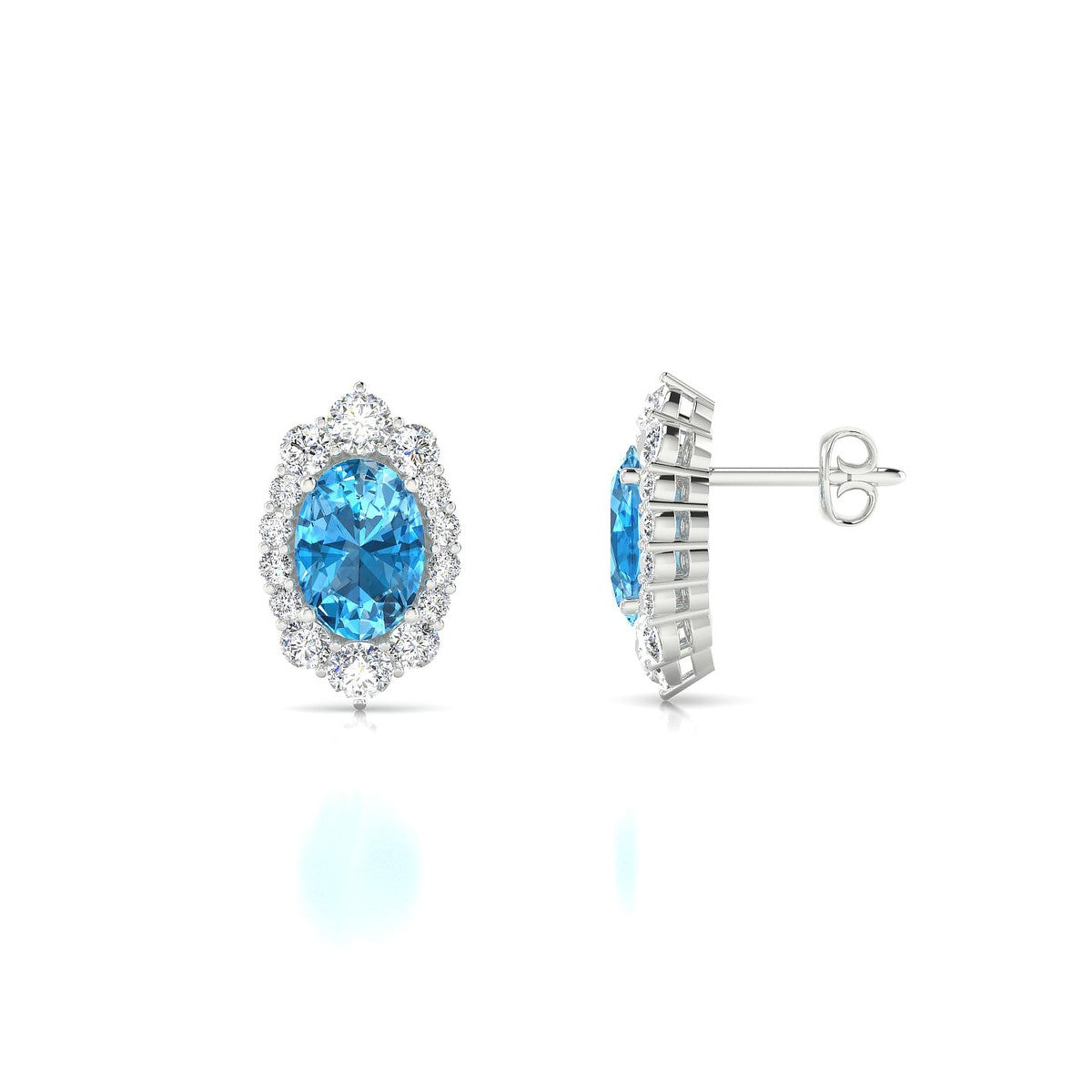 Romance | 18k White Gold 7 x 5 mm Oval Topaz Earrings