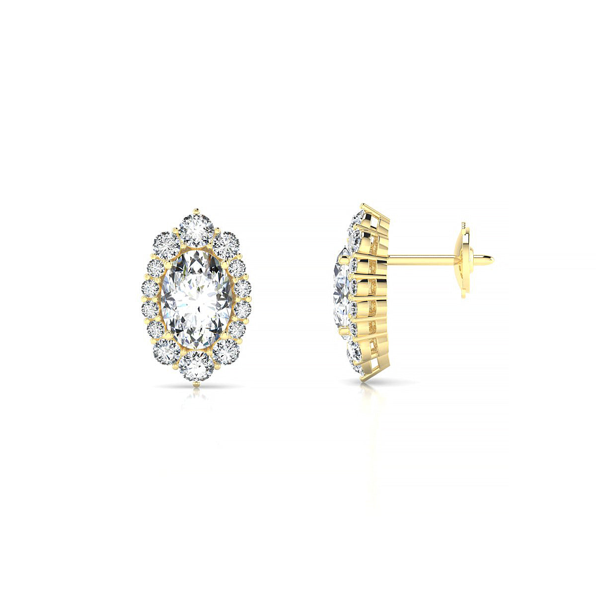 Romance | 18k Yellow Gold 7 x 5 mm Oval Diamond Earrings