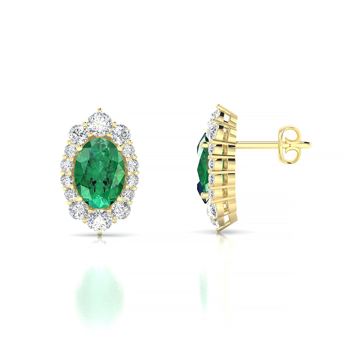 Romance | 18k Yellow Gold 7 x 5 mm Oval Emerald Earrings