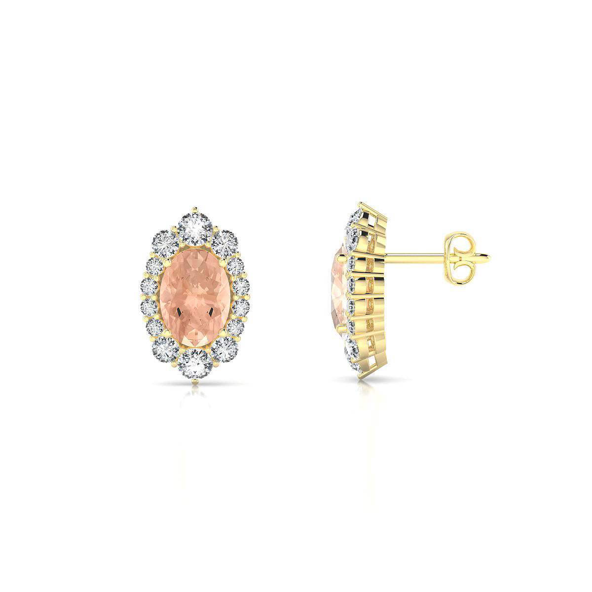 Romance | 18k Yellow Gold 7 x 5 mm Oval Morganite Earrings