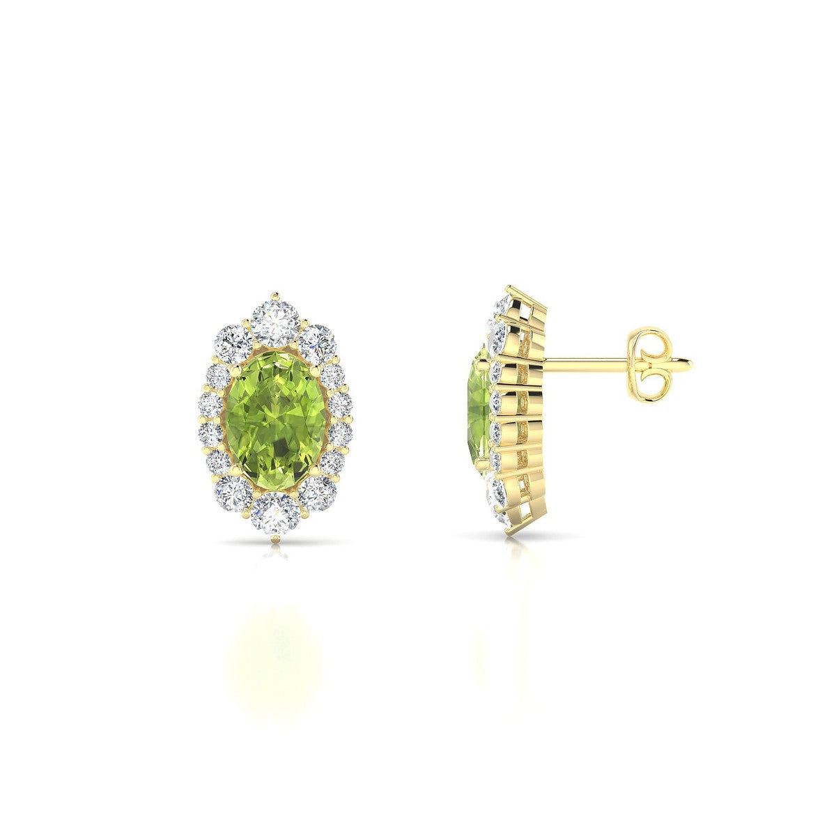 Romance | 18k Yellow Gold 7 x 5 mm Oval Peridot Earrings