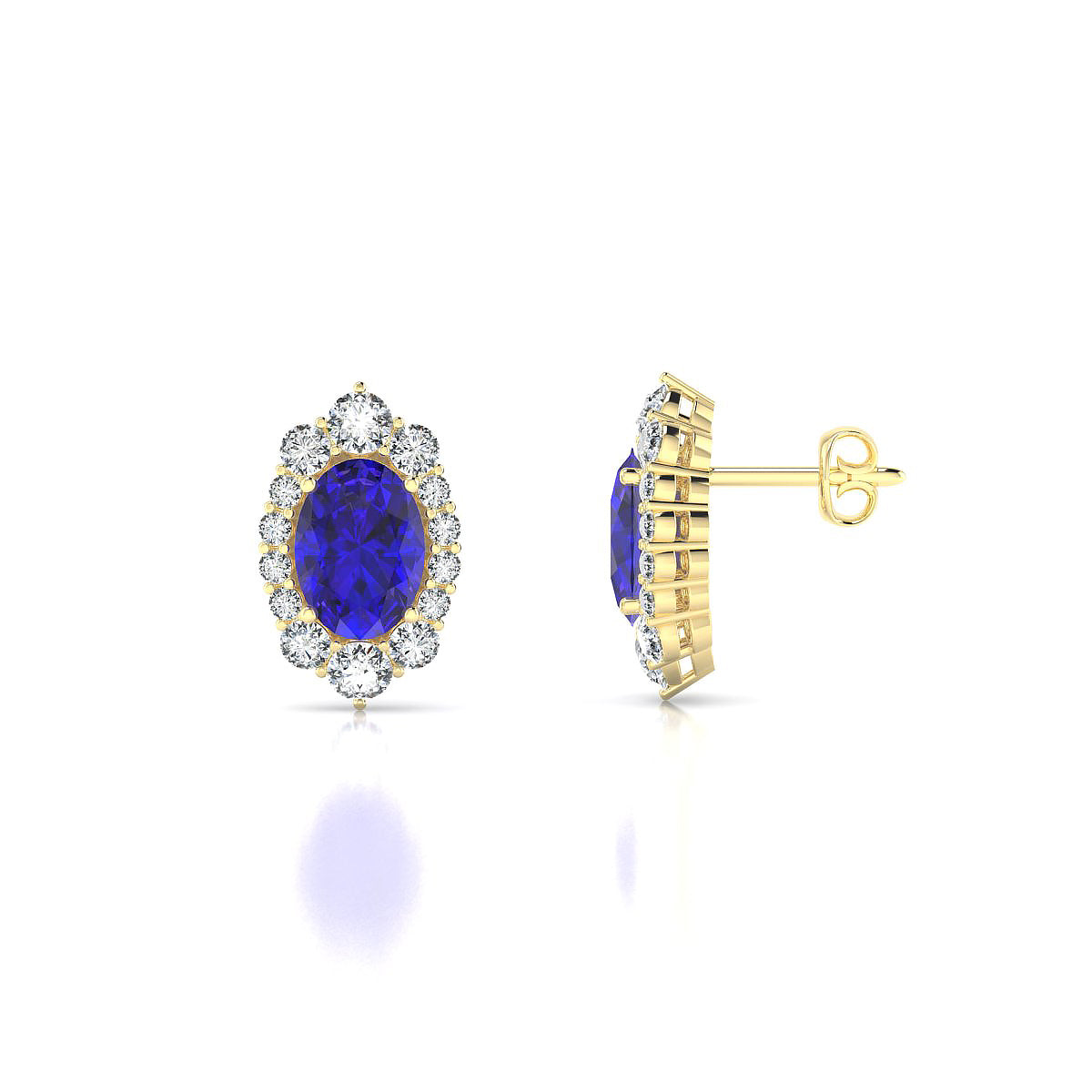 Romance | 18k Yellow Gold 7 x 5 mm Oval Tanzanite Earrings