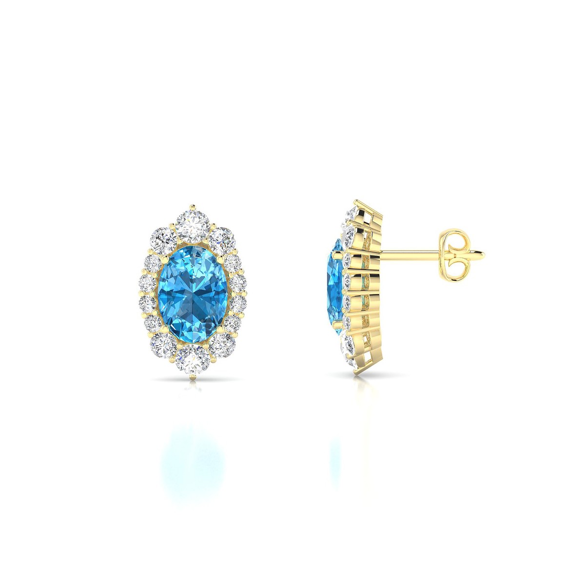 Romance | 18k Yellow Gold 7 x 5 mm Oval Topaz Earrings
