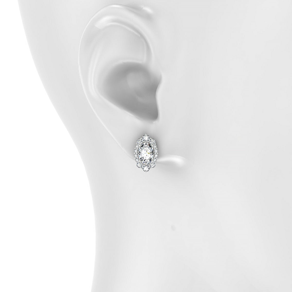 Romance | 18k White Gold 7 x 5 mm Oval Diamond Earrings