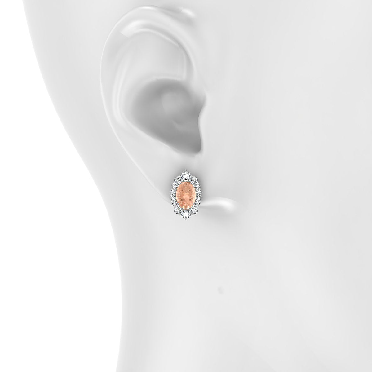 Romance | 18k White Gold 7 x 5 mm Oval Morganite Earrings