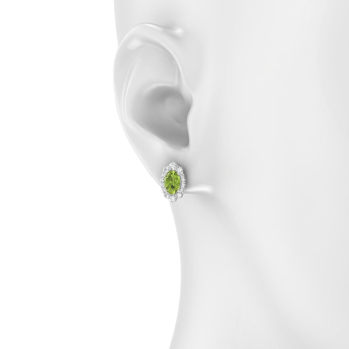 Romance | 18k White Gold 7 x 5 mm Oval Peridot Earrings