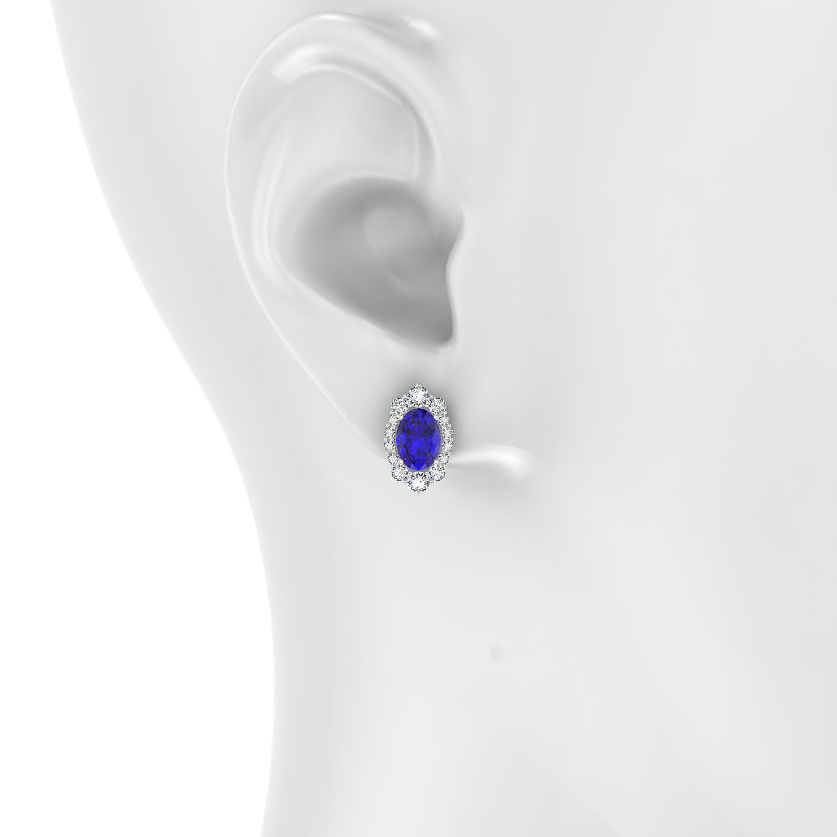 Romance | 18k White Gold 7 x 5 mm Oval Tanzanite Earrings