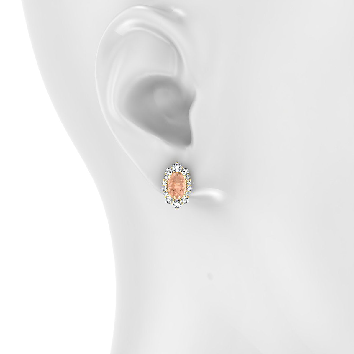 Romance | 18k Yellow Gold 7 x 5 mm Oval Morganite Earrings