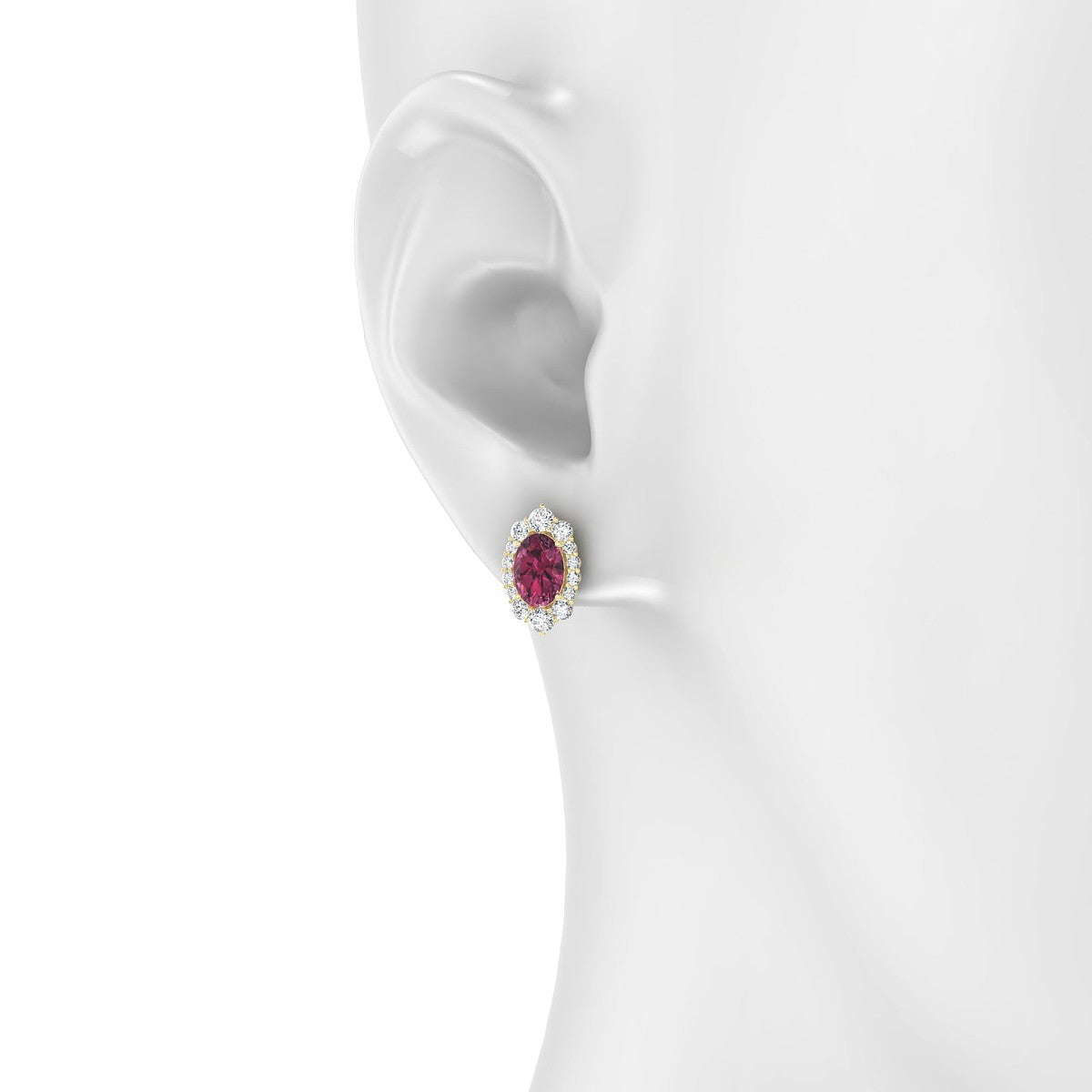 Romance | 18k Yellow Gold 7 x 5 mm Oval Rhodolite Earrings
