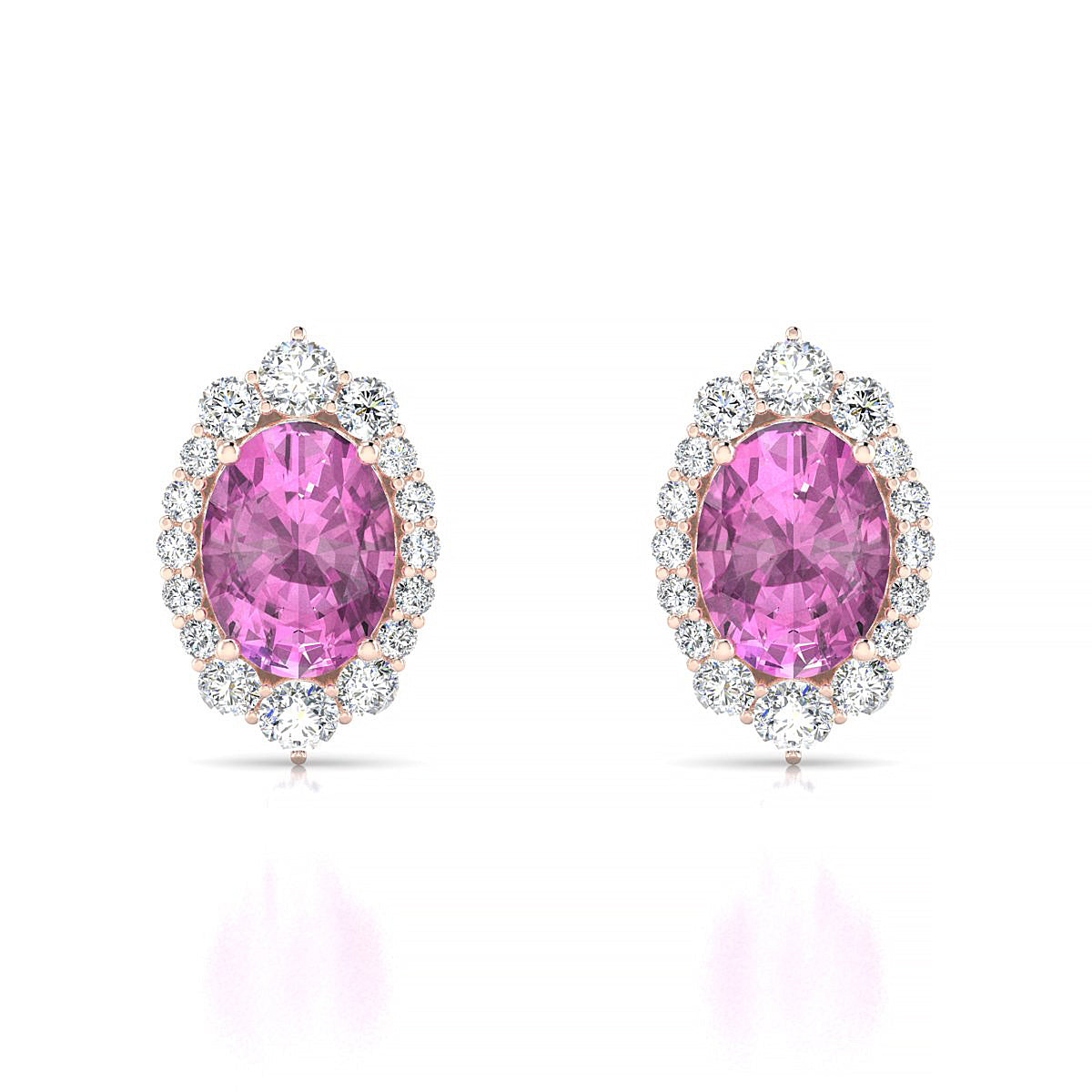 Romance | 18k Rose Gold 8 x 6 mm Oval Pink Sapphire Earrings