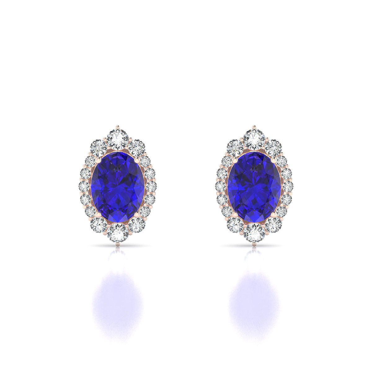 Romance | 18k Rose Gold 8 x 6 mm Oval Tanzanite Earrings
