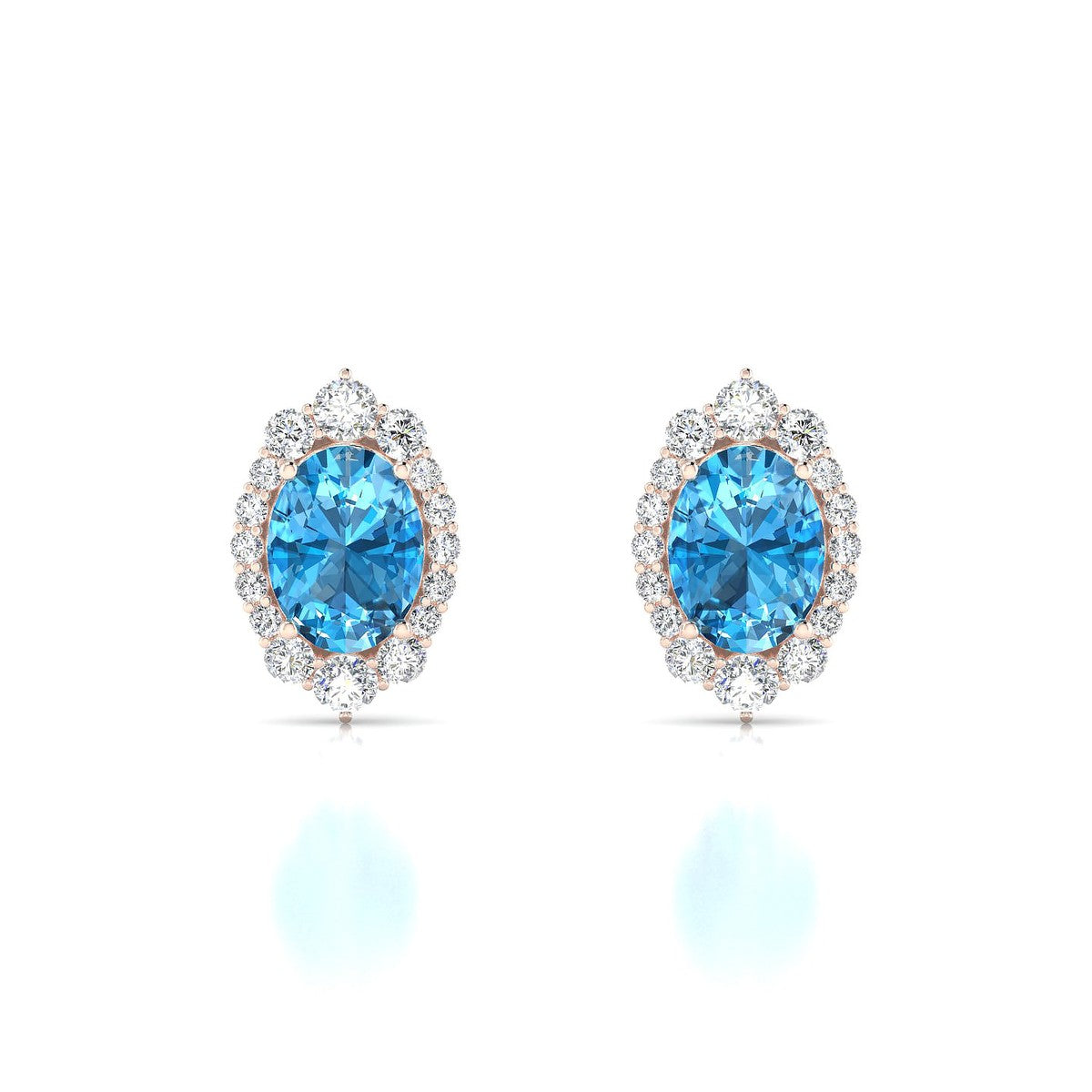 Romance | 18k Rose Gold 8 x 6 mm Oval Topaz Earrings