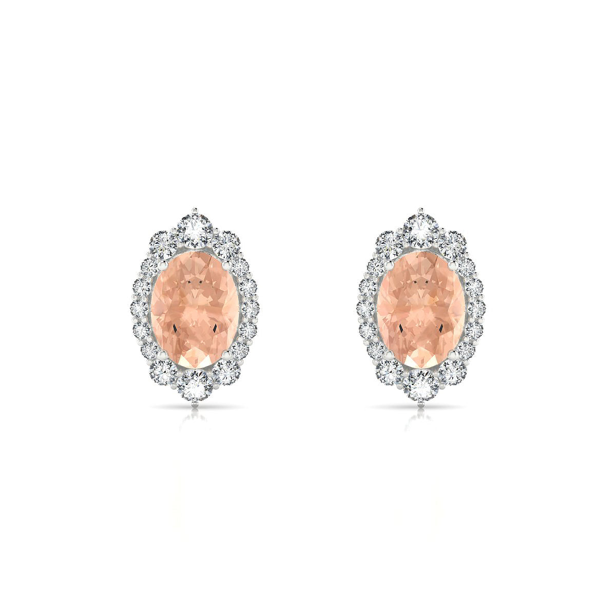 Romance | 18k White Gold 8 x 6 mm Oval Morganite Earrings