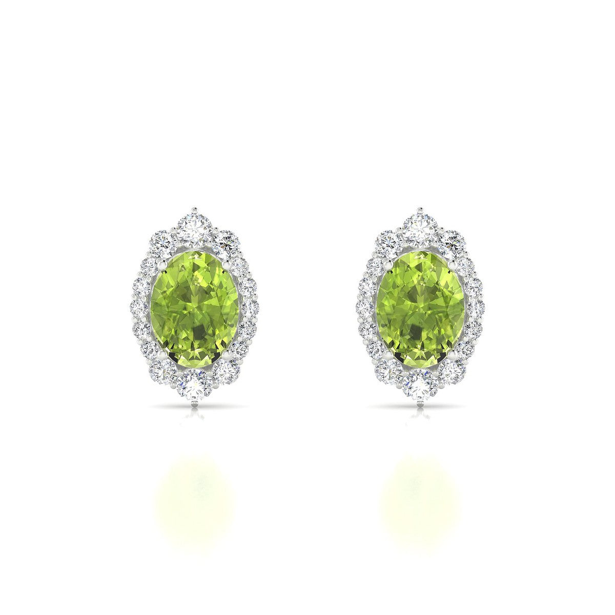 Romance | 18k White Gold 8 x 6 mm Oval Peridot Earrings