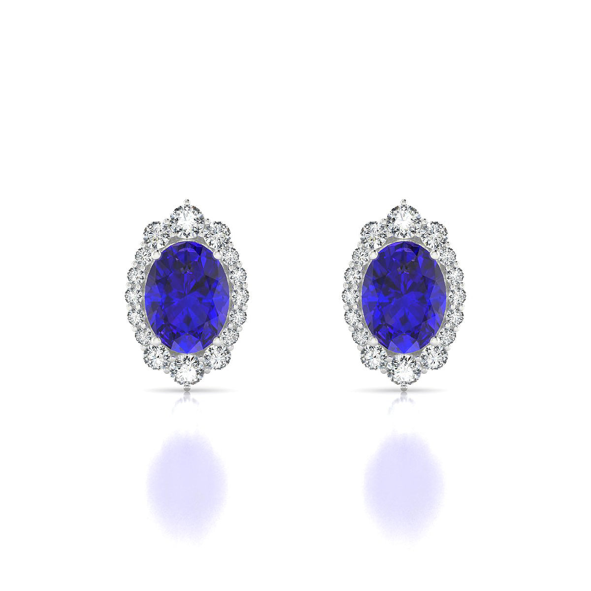 Romance | 18k White Gold 8 x 6 mm Oval Tanzanite Earrings