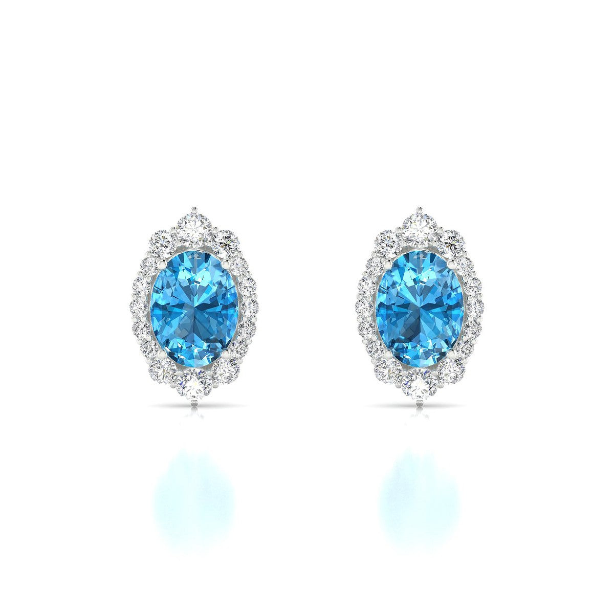 Romance | 18k White Gold 8 x 6 mm Oval Topaz Earrings