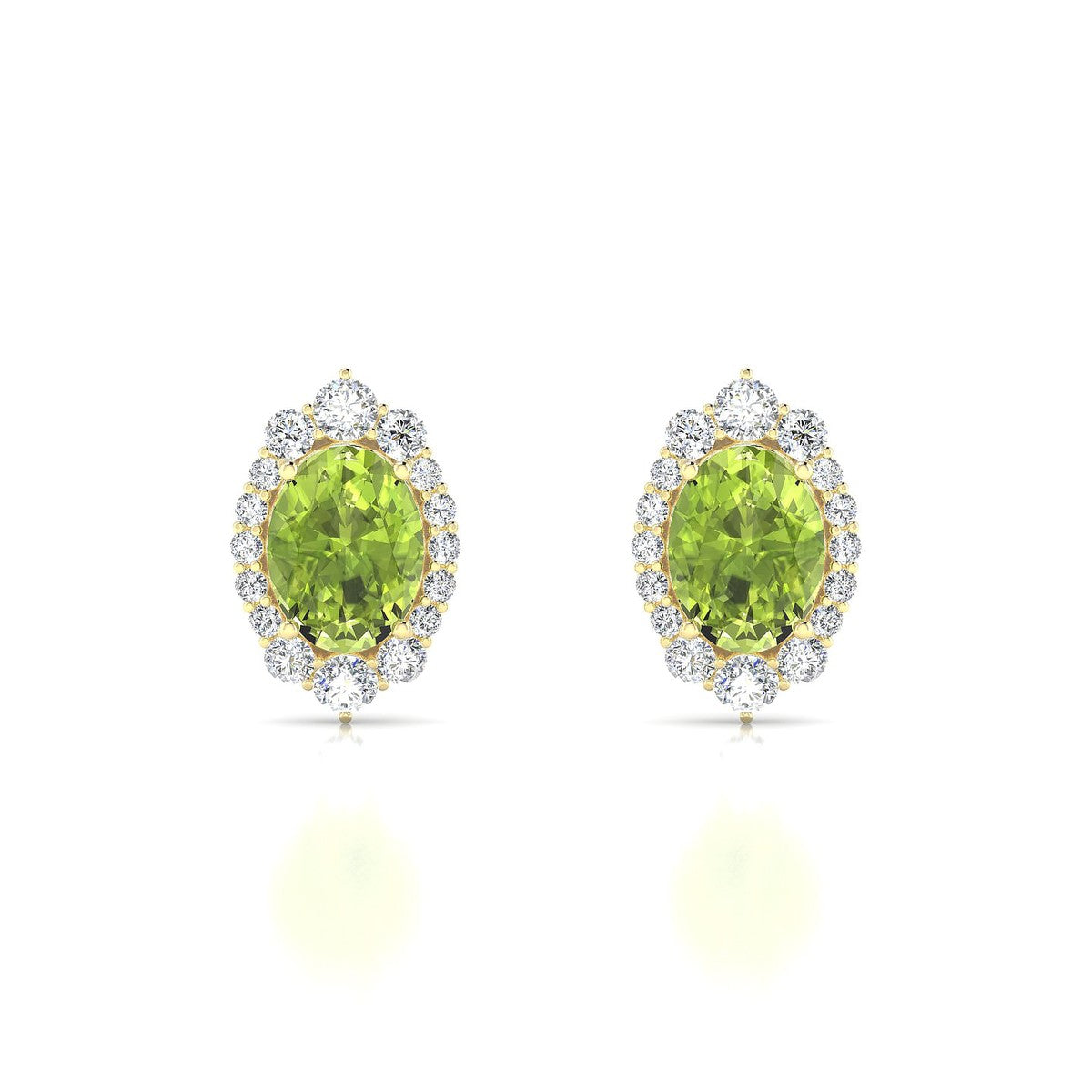Romance | 18k Yellow Gold 8 x 6 mm Oval Peridot Earrings