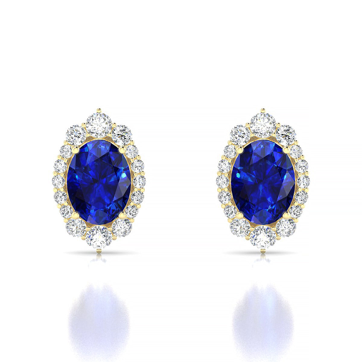 Romance | 18k Yellow Gold 8 x 6 mm Oval Sapphire Earrings