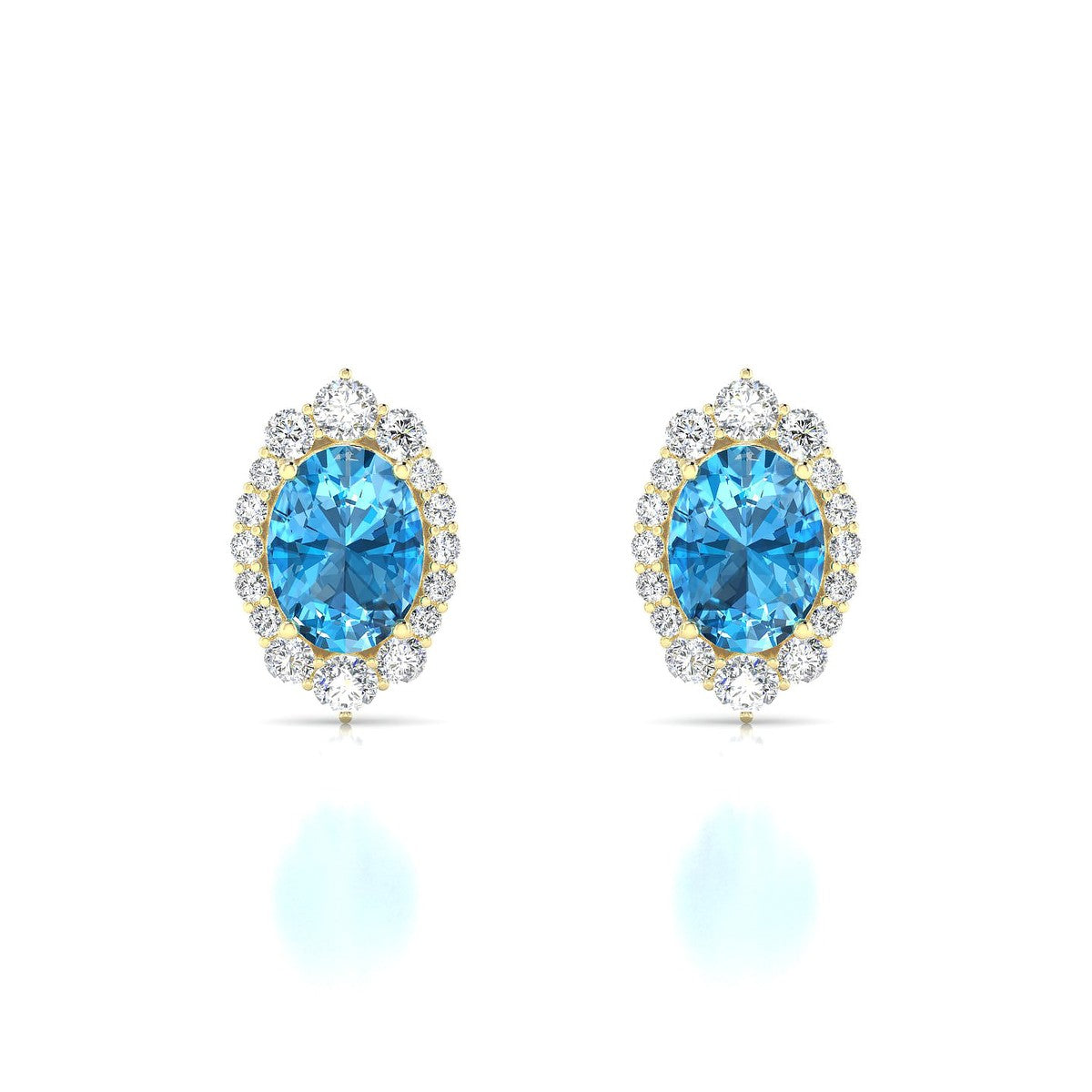Romance | 18k Yellow Gold 8 x 6 mm Oval Topaz Earrings
