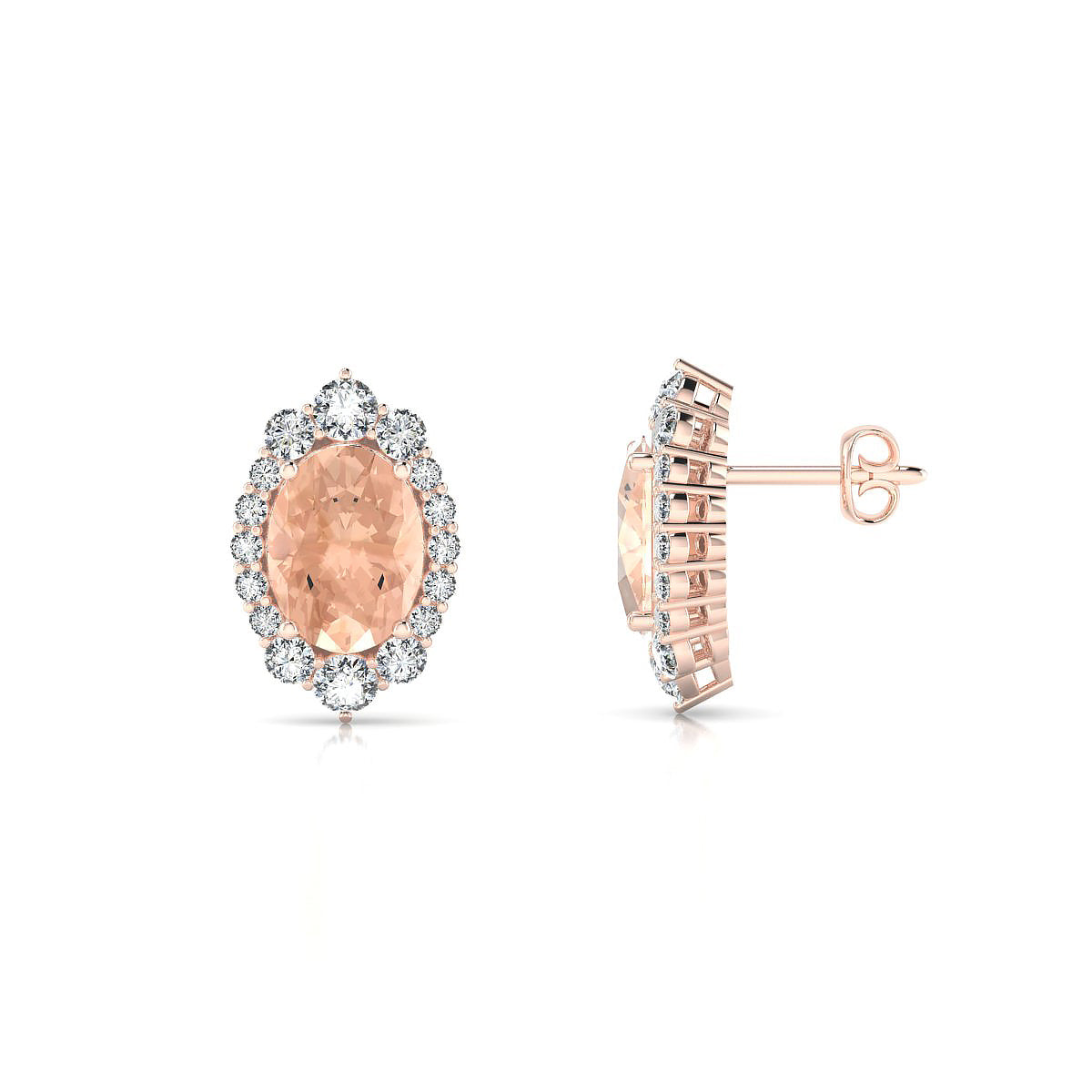 Romance | 18k Rose Gold 8 x 6 mm Oval Morganite Earrings