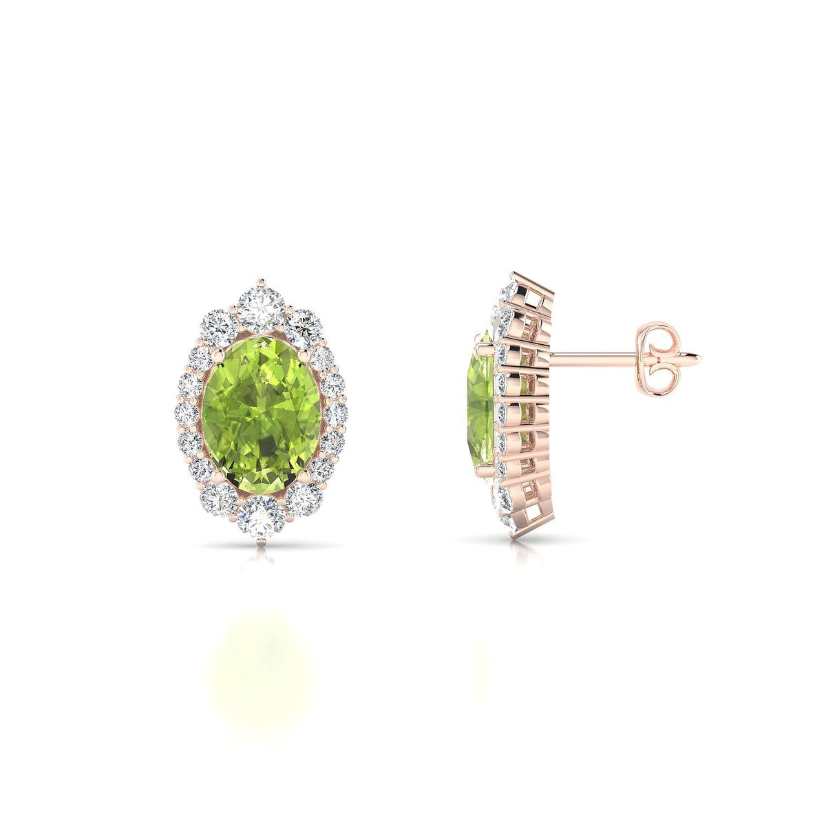 Romance | 18k Rose Gold 8 x 6 mm Oval Peridot Earrings